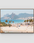 Ipanema Beach - Art Print - Float Frame Canvas - Raw Oak - Landscape