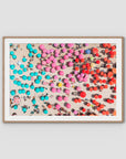 Ipanema Umbrellas – Colour Chaos Print - Traditional Frame - Raw Oak - Landscape