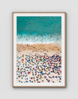 Ipanema Mosaic – Umbrella Rhythm from Above Print - Traditional Frame - Raw Oak - Portrait