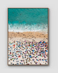 Ipanema Mosaic – Umbrella Rhythm from Above Print - Float Frame Canvas - Raw Oak - Portrait