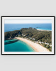 Lighthouse Aerial - Seal Rocks - Art Print - Traditional Frame - Black - Landscape