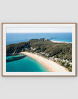 Lighthouse Aerial - Seal Rocks - Art Print - Traditional Frame - Raw Oak - Landscape