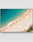 Boat Beach Top Down - Seal Rocks - Art Print - Float Frame Canvas - White - Landscape