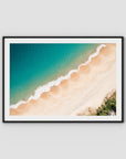 Boat Beach Top Down - Seal Rocks - Art Print - Traditional Frame - Black - Landscape