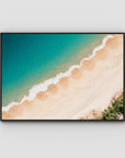 Boat Beach Top Down - Seal Rocks - Art Print - Float Frame Canvas - Black - Landscape