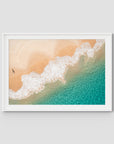 Boat Beach Top Down ii - Seal Rocks - Art Print - Traditional Frame - White - Landscape