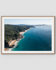 Number One Beach Coastline - Seal Rocks - Art Print - Traditional Frame - Raw Oak - Landscape