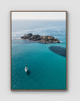 Yacht Days - Seal Rocks - Art Print - Float Frame Canvas - Raw Oak - Portrait