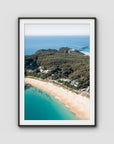 Lighthouse Aerial - Seal Rocks - Art Print - Traditional Frame - Black - Portrait
