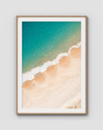 Boat Beach Top Down - Seal Rocks - Art Print - Traditional Frame - Raw Oak - Portrait