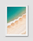 Boat Beach Top Down - Seal Rocks - Art Print - Traditional Frame - White - Portrait