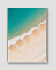 Boat Beach Top Down - Seal Rocks - Art Print - Float Frame Canvas - White - Portrait