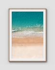 Number One Beach Top Down - Seal Rocks - Art Print - Traditional Frame - Raw Oak - Portrait