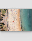 Coogee Beach Aerial – High Altitude Ocean Print - Float Frame Canvas - White - Landscape