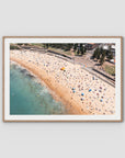Coogee Beach Aerial – Rainbow Steps & Shoreline Energy Print - Traditional Frame - Raw Oak - Landscape