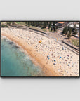 Coogee Beach Aerial – Rainbow Steps & Shoreline Energy Print - Float Frame Canvas - Black - Landscape