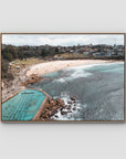 Bronte Baths Aerial ii - Sydney - Art Print - Float Frame Canvas - Raw Oak - Landscape