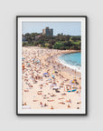 Coogee Beach – Summer in Motion Aerial Print - Traditional Frame - Black - Portrait