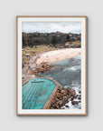 Bronte Baths Aerial ii - Sydney - Art Print - Traditional Frame - Raw Oak - Portrait