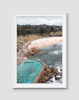 Bronte Baths Aerial ii - Sydney - Art Print - Traditional Frame - White - Portrait