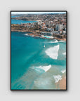 Bondi Beach High Aerial - Sydney - Art Print - Float Frame Canvas - Black - Portrait