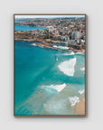 Bondi Beach High Aerial - Sydney - Art Print - Float Frame Canvas - Raw Oak - Portrait