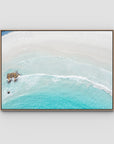 Twilight Beach Blue & White - Art Print - Float Frame Canvas - Raw Oak - Landscape
