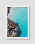 Twilight Beach Top Down - Esperance - Art Print - Traditional Frame - White - Portrait