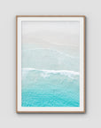 Twilight Beach Blue & White - Art Print - Traditional Frame - Raw Oak - Portrait