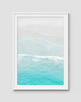 Twilight Beach Blue & White - Art Print - Traditional Frame - White - Portrait