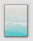 Twilight Beach Blue & White - Art Print - Float Frame Canvas - Raw Oak - Portrait