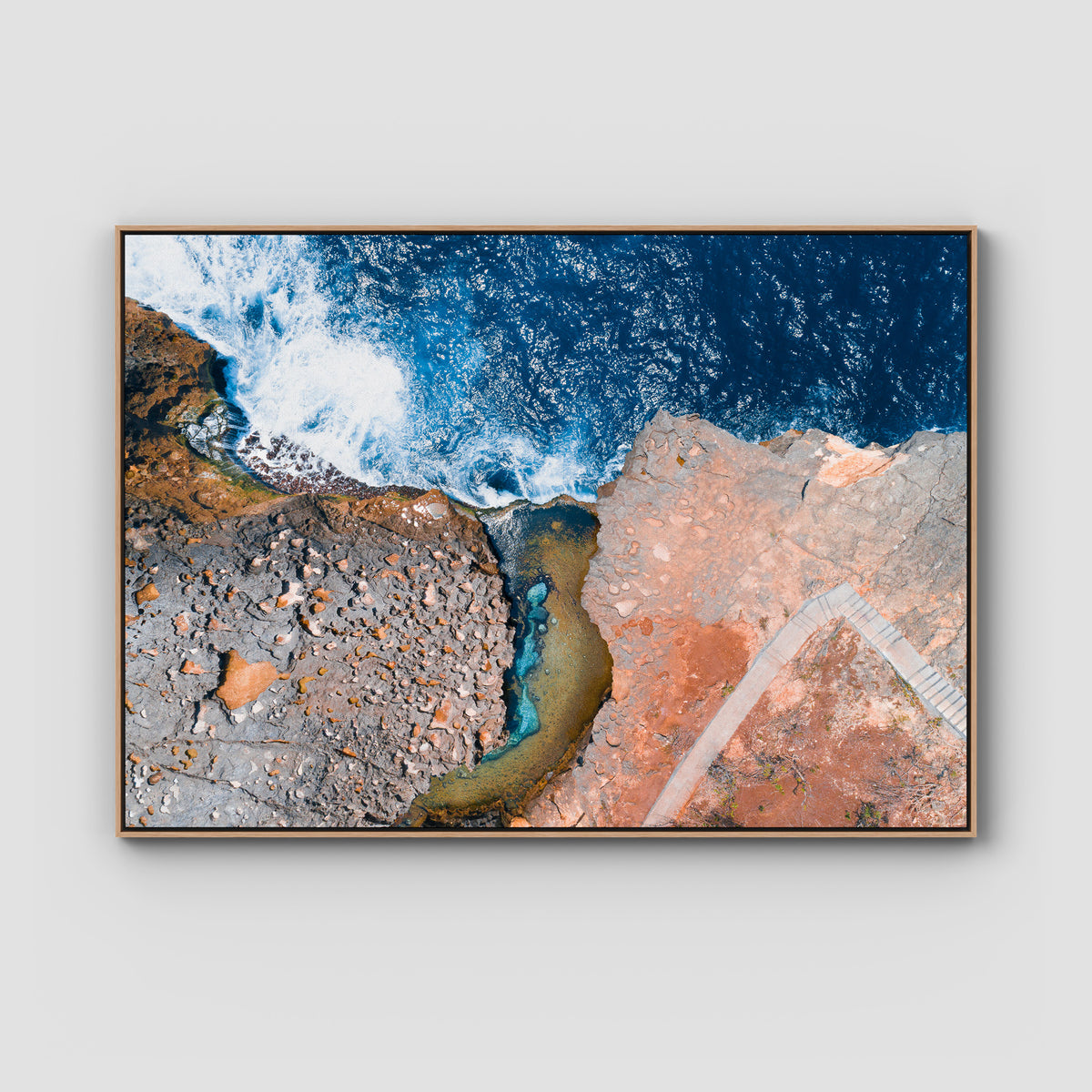 Angel Billabong - Nusa Penida ii - Art Print - Float Frame Canvas - Raw Oak - Landscape
