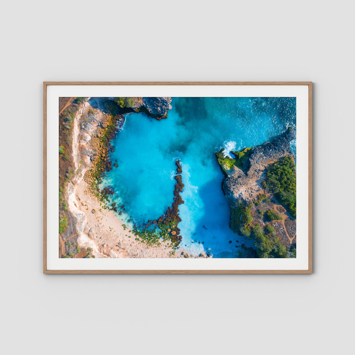 Blue Lagoon - Nusa Ceningan - Art Print - Traditional Frame - Raw Oak - Landscape