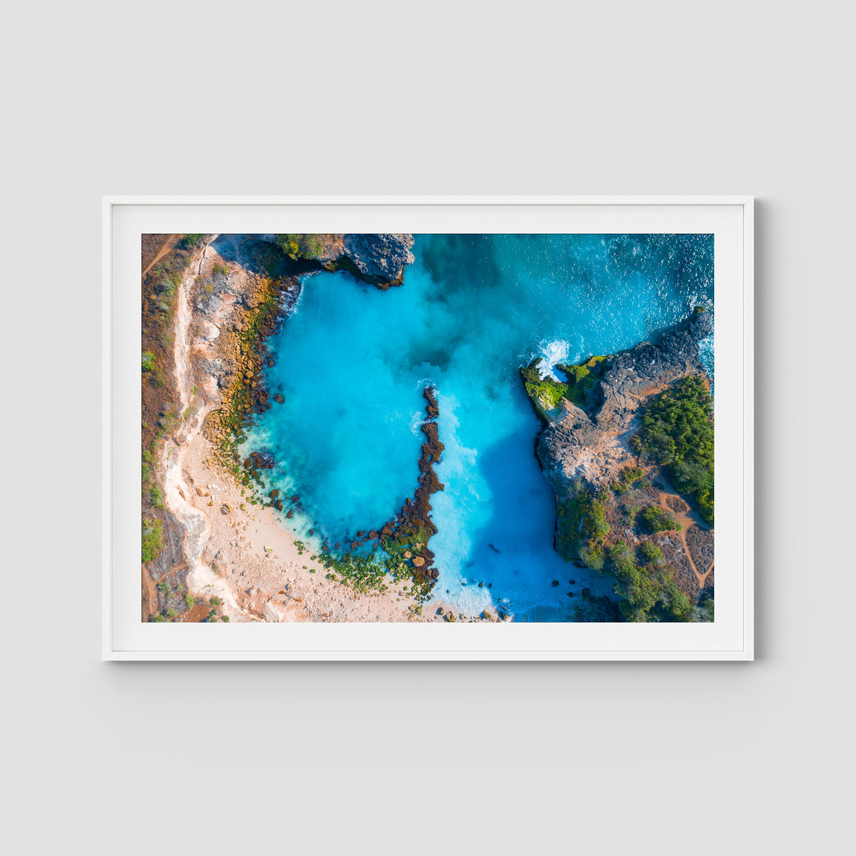 Blue Lagoon - Nusa Ceningan - Art Print - Traditional Frame - White - Landscape