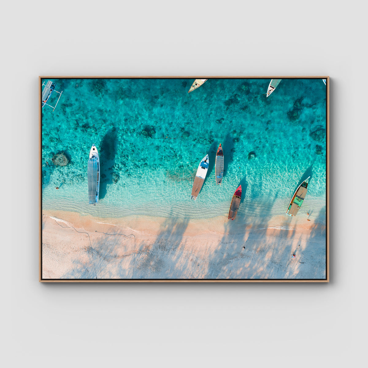 Gili T Island - Art Print - Float Frame Canvas - Raw Oak - Landscape