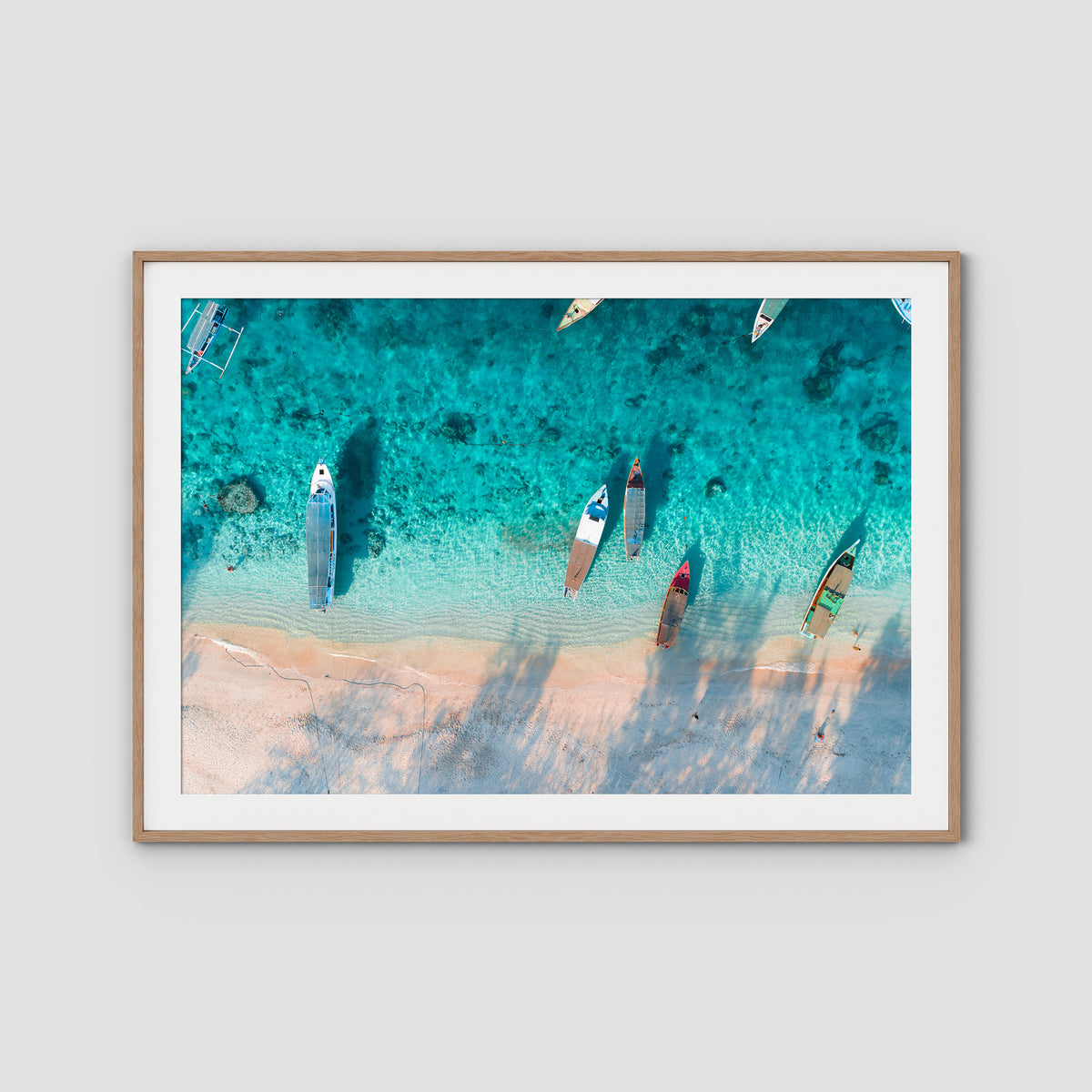 Gili T Island - Art Print - Traditional Frame - Raw Oak - Landscape
