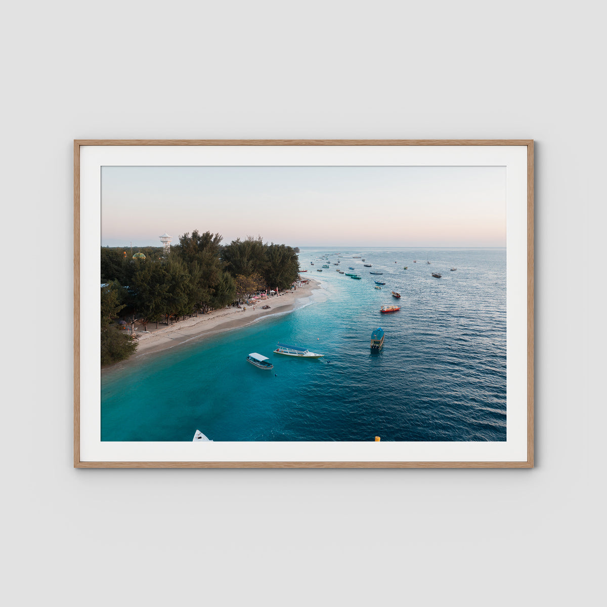 Gili T Island Sunrise ii - Art Print - Traditional Frame - Raw Oak - Landscape