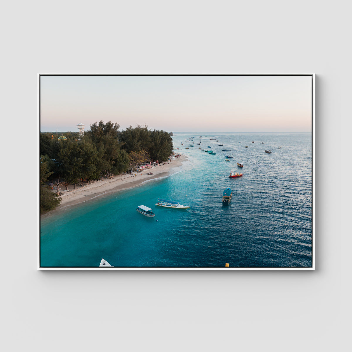 Gili T Island Sunrise ii - Art Print - Float Frame Canvas - White - Landscape