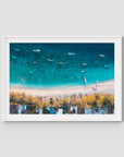 Gili T Boats - Art Print - Traditional Frame - White - Landscape
