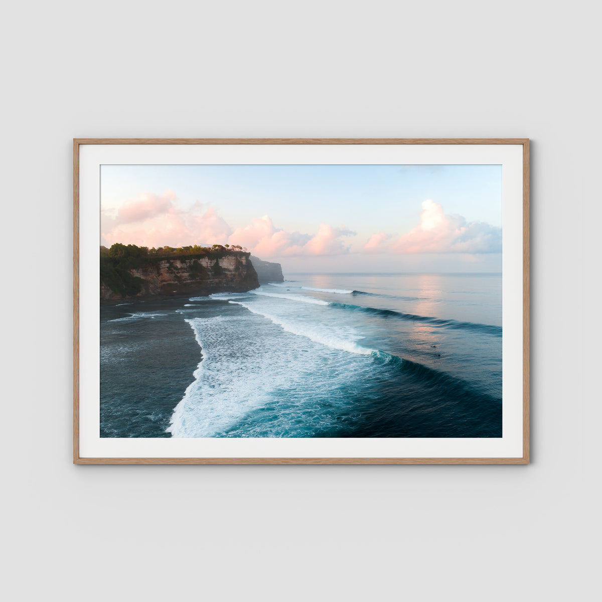 Uluwatu Sunsets - Art Print - Traditional Frame - Raw Oak - Landscape