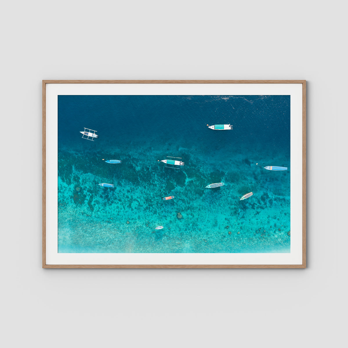 Gili T Bluewater - Art Print - Traditional Frame - Raw Oak - Landscape