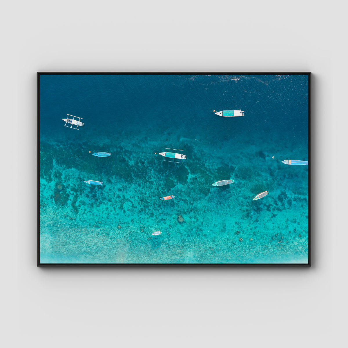 Gili T Bluewater - Art Print - Float Frame Canvas - Black - Landscape