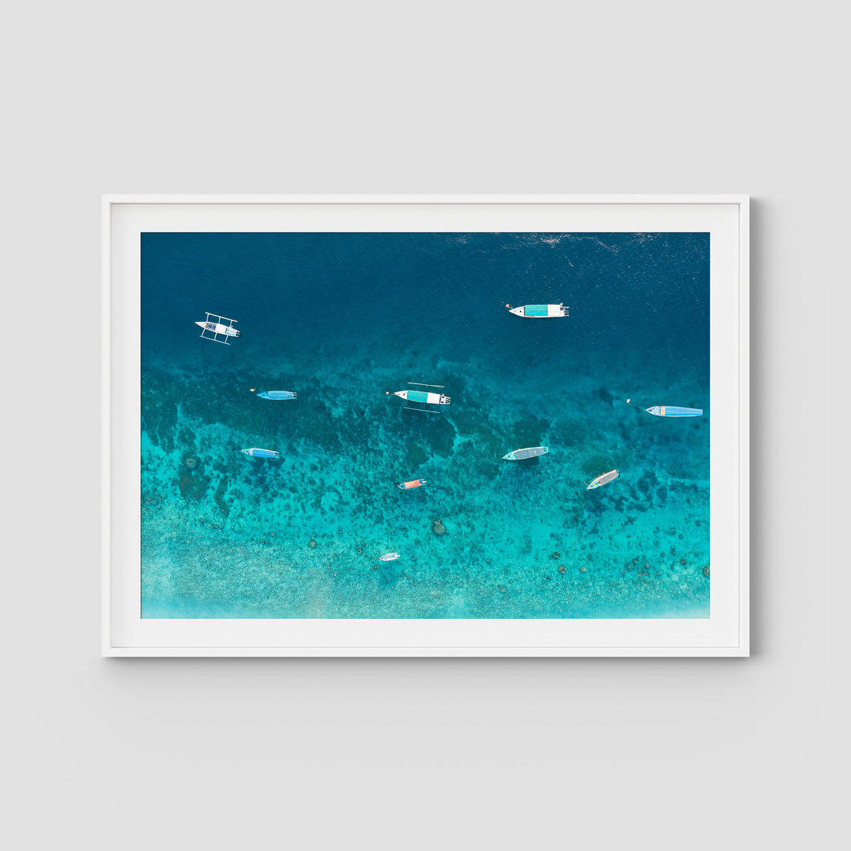 Gili T Bluewater - Art Print - Traditional Frame - White - Landscape