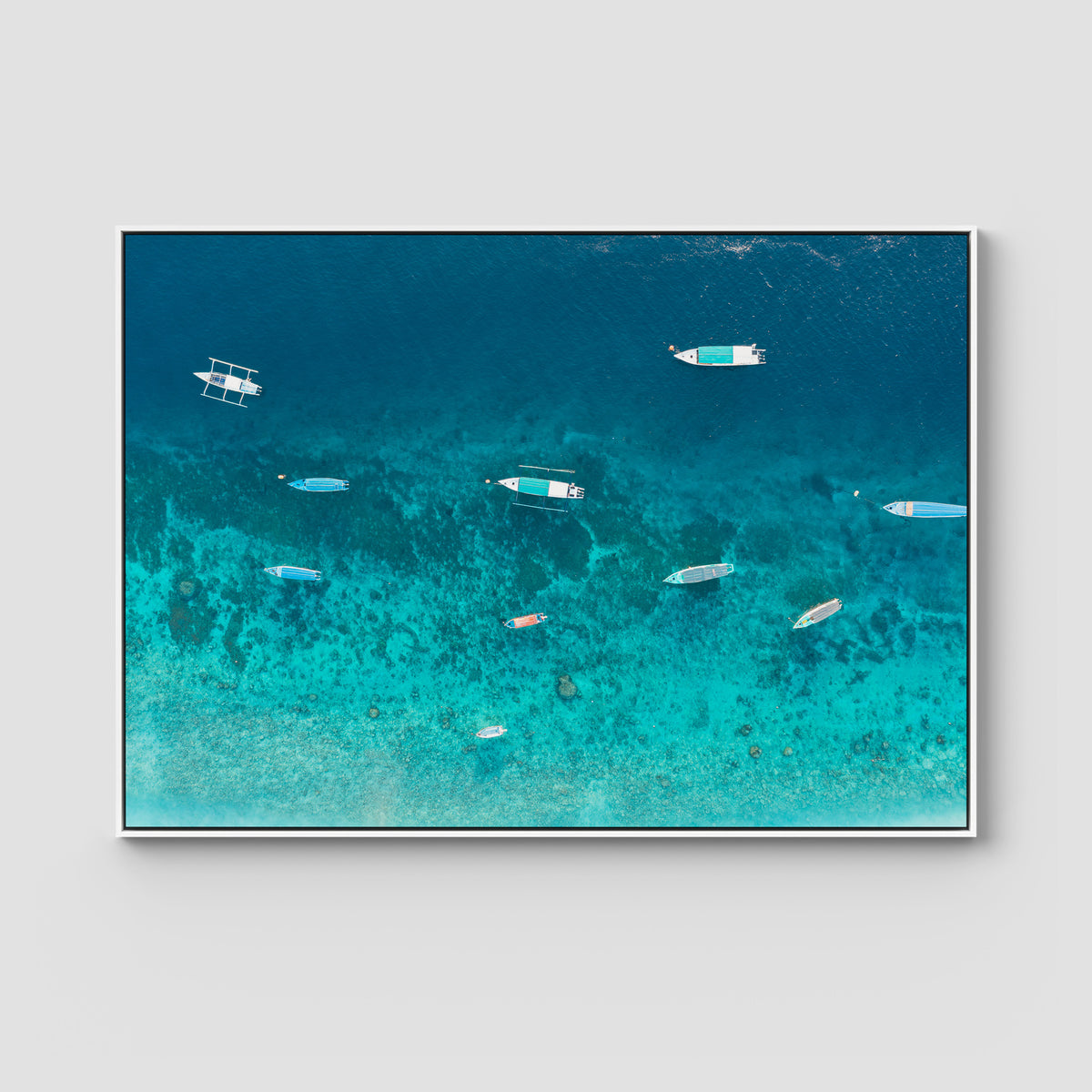 Gili T Bluewater - Art Print - Float Frame Canvas - White - Landscape