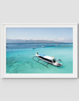 Gili T Longboat - Art Print - Traditional Frame - White - Landscape