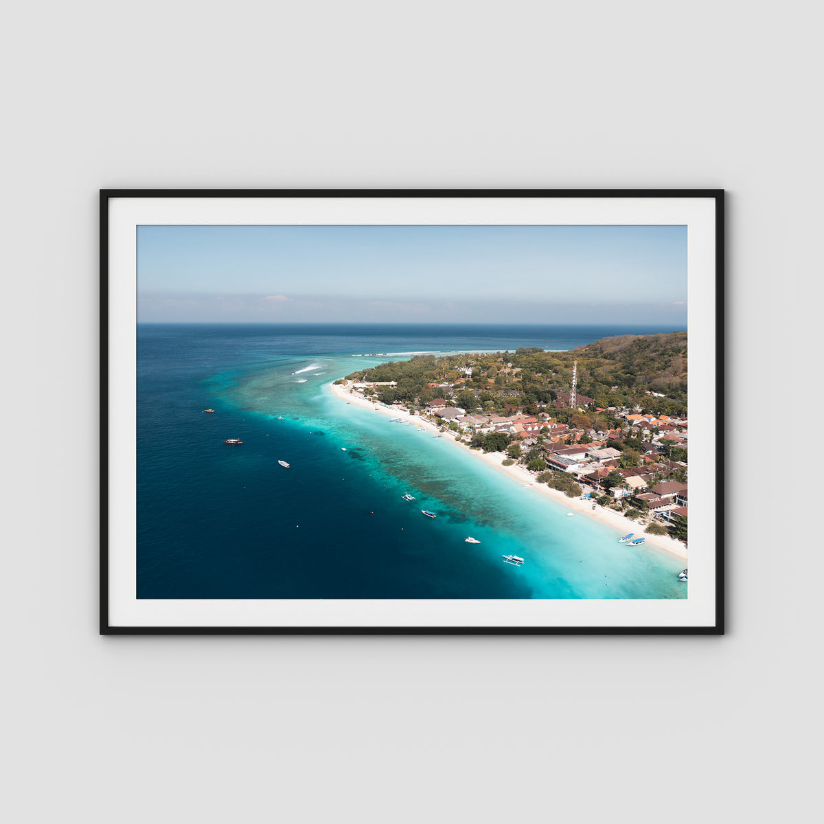Gili T Reef Break - Art Print - Traditional Frame - Black - Landscape