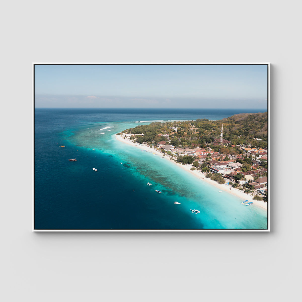Gili T Reef Break - Art Print - Float Frame Canvas - White - Landscape