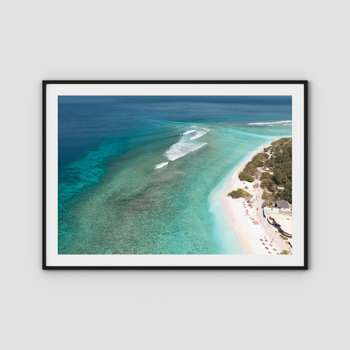 Gili T Surf Break - Art Print - Traditional Frame - Black - Landscape