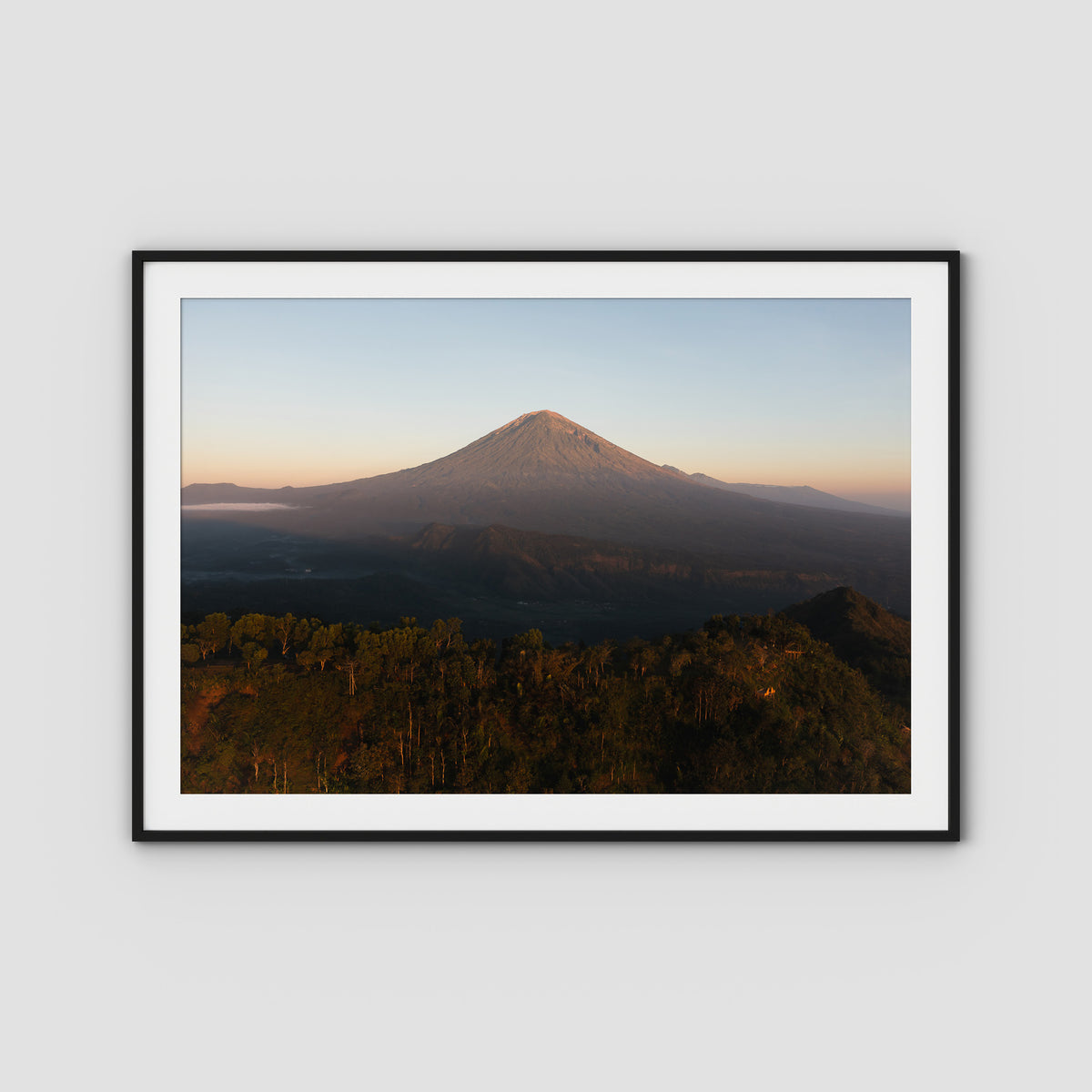 Mount Agung Sunrise - Art Print - Traditional Frame - Black - Landscape