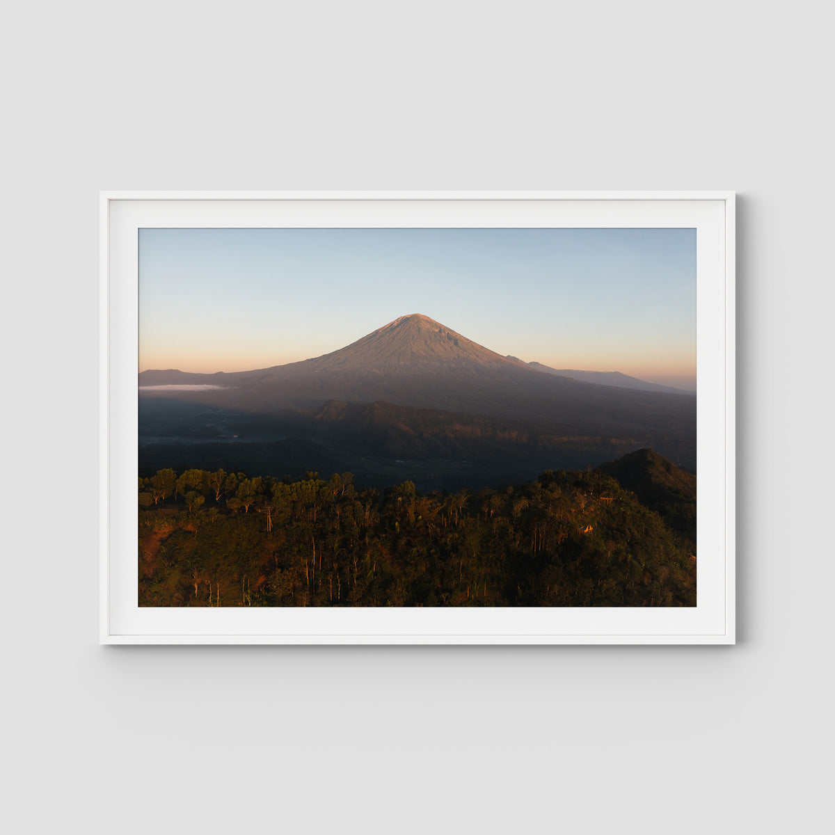 Mount Agung Sunrise - Art Print - Traditional Frame - White - Landscape